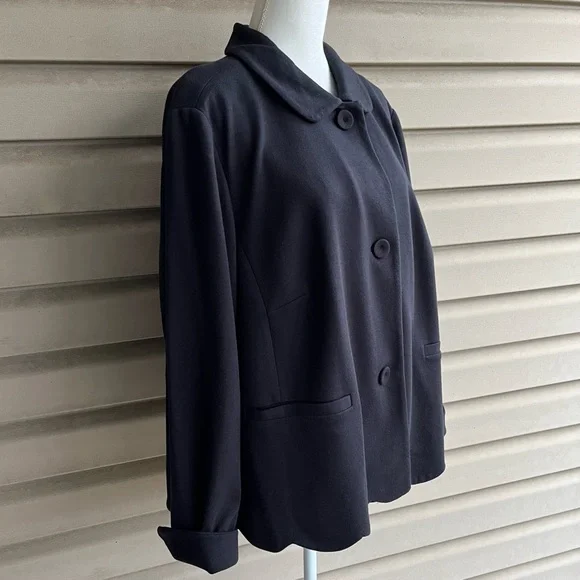•Talbots• NWT Scalloped Hem Black Ponte Jacket - Size 22W - Picture 5 of 8